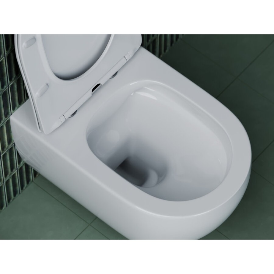 Подвесной унитаз Ceramicanova Long Rimless, безободковый, крышка микролифт, белый, CN3015