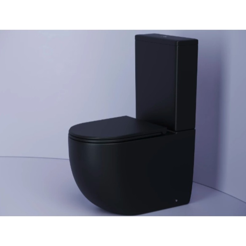 Унитаз-компакт Ceramicanova Metropol CN4001-BMB/CN4001-TMB, безободковый, быстросъемная крышка-сиденье микролифт, цвет черный матовый, сантехфарфор