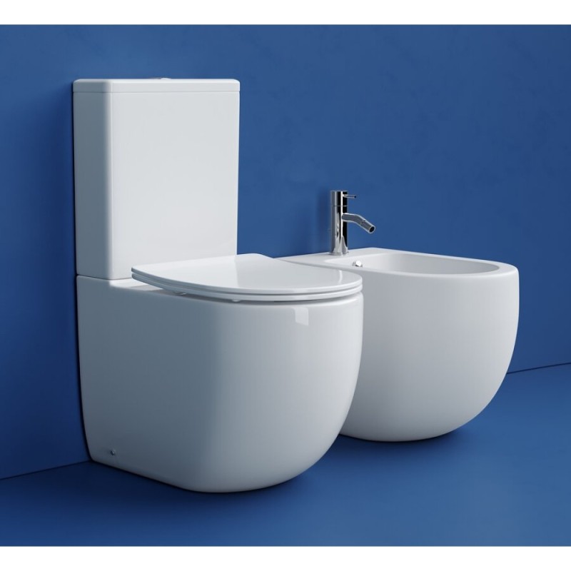 Напольный унитаз Ceramicanova Metropol CN4001T-B/CN4001-T, безободковый, смыв Торнадо, сиденье микролифт, белый, сантехфарфор