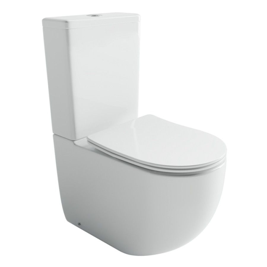 Напольный унитаз Ceramicanova Metropol CN4001T-B/CN4001-T, безободковый, смыв Торнадо, сиденье микролифт, белый, сантехфарфор