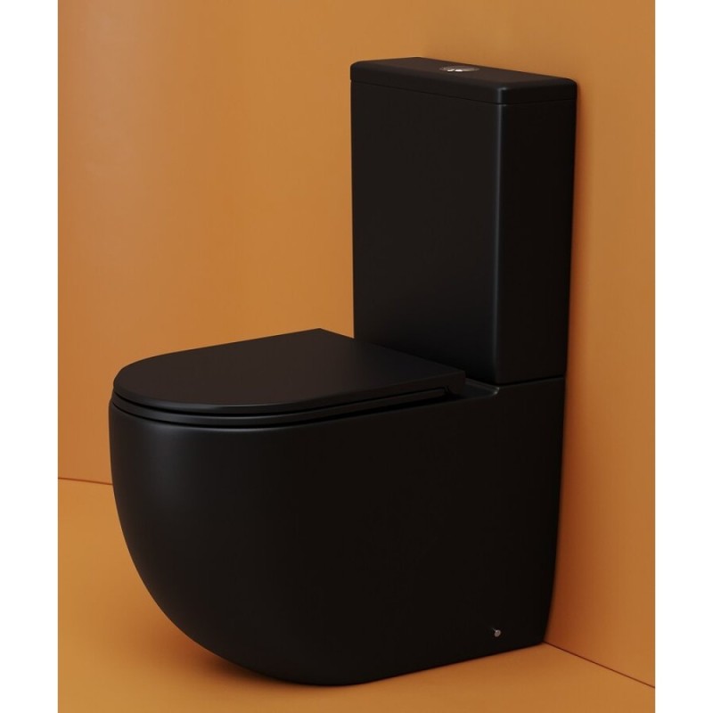 Напольный унитаз Ceramicanova Metropol CN4001T-BMB/CN4001-TMB, безободковый, смыв Торнадо, сиденье микролифт, черный матовый, сантехфарфор