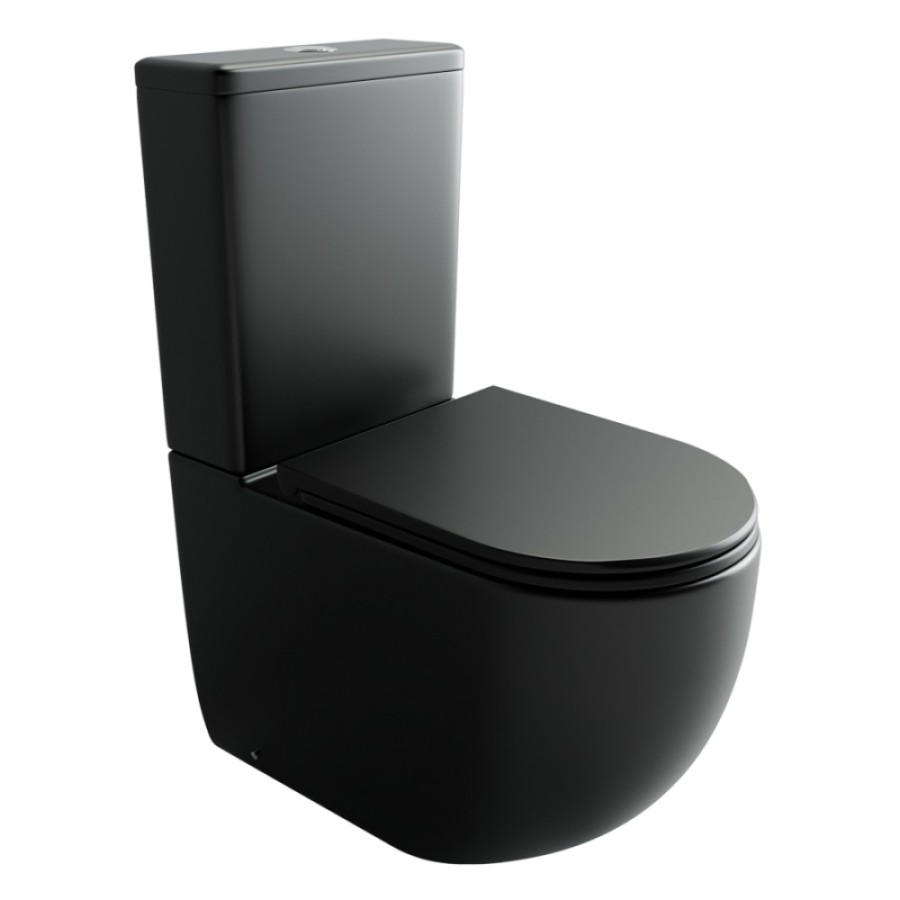 Напольный унитаз Ceramicanova Metropol CN4001T-BMB/CN4001-TMB, безободковый, смыв Торнадо, сиденье микролифт, черный матовый, сантехфарфор