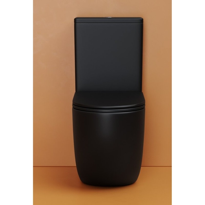 Напольный унитаз Ceramicanova Metropol CN4001T-BMB/CN4001-TMB, безободковый, смыв Торнадо, сиденье микролифт, черный матовый, сантехфарфор