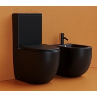 Напольный унитаз Ceramicanova Metropol CN4001T-BMB/CN4001-TMB, безободковый, смыв Торнадо, сиденье микролифт, черный матовый, сантехфарфор