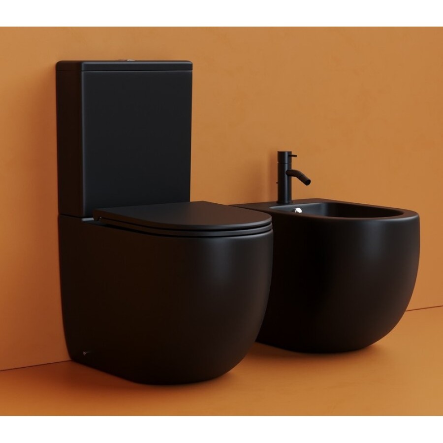 Напольный унитаз Ceramicanova Metropol CN4001T-BMB/CN4001-TMB, безободковый, смыв Торнадо, сиденье микролифт, черный матовый, сантехфарфор