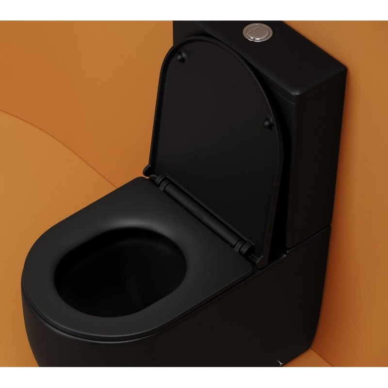 Напольный унитаз Ceramicanova Metropol CN4001T-BMB/CN4001-TMB, безободковый, смыв Торнадо, сиденье микролифт, черный матовый, сантехфарфор