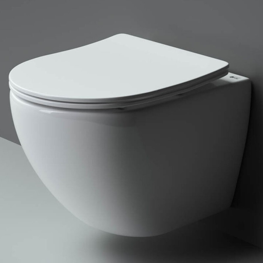 Подвесной безободковый унитаз Ceramicanova Metropol CN4002 Rimless, крышка микролифт, сантехфарфор