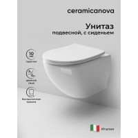 Подвесной безободковый унитаз Ceramicanova Metropol CN4002 Rimless, крышка микролифт, сантехфарфор
