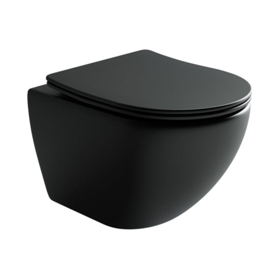 Инсталляция Ceramicanova Envision с унитазом Ceramicanova Metropol CN4002MB_1001B_1000 Rimless CN4002MB, крышка микролифт, сантехфарфор, клавиша Round чёрный матовый
