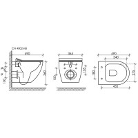Инсталляция Ceramicanova Envision с унитазом Ceramicanova Metropol CN4002MB_1002B_1000 Rimless CN4002MB, крышка микролифт, сантехфарфор, клавиша Flat черный матовый