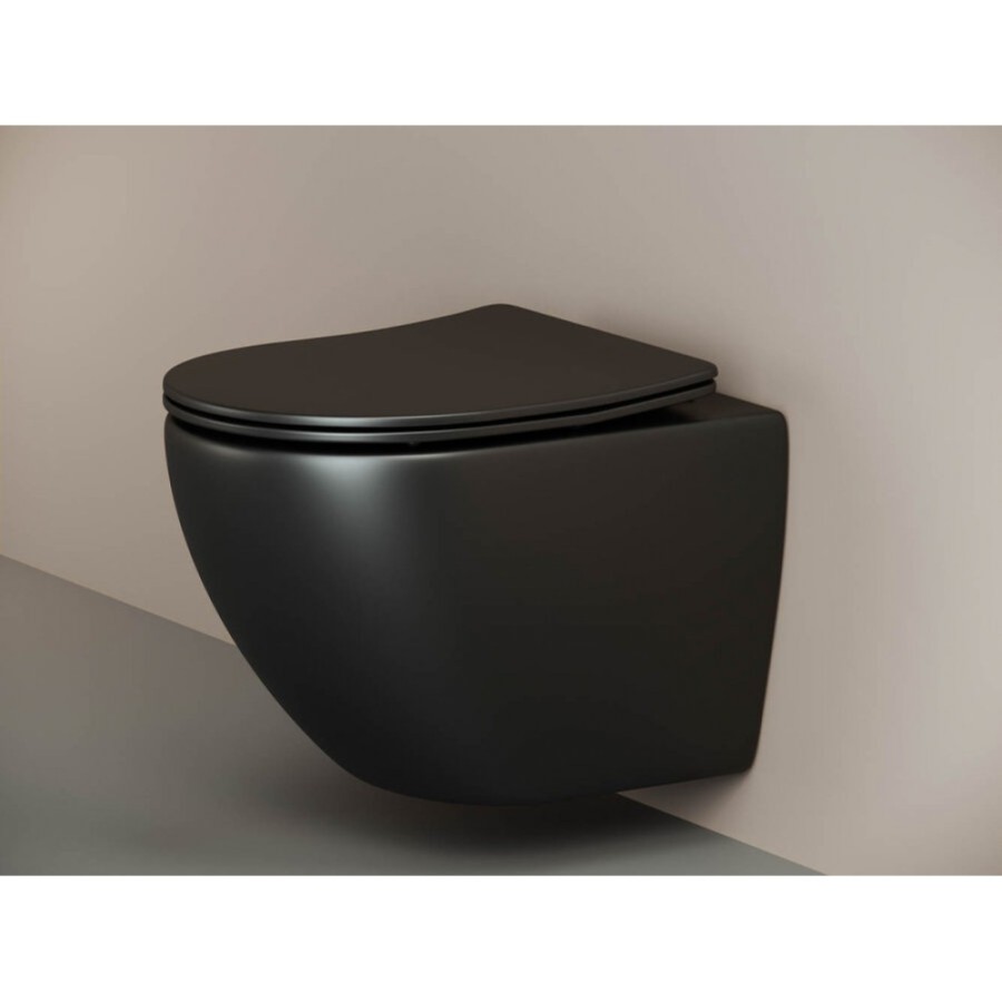 Подвесной безободковый унитаз Ceramicanova Metropol CN4002MB Rimless черный матовый, сиденье микролифт, сантехфарфор