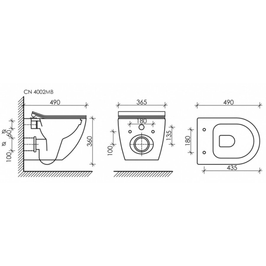 Подвесной безободковый унитаз Ceramicanova Metropol CN4002MB Rimless черный матовый, сиденье микролифт, сантехфарфор