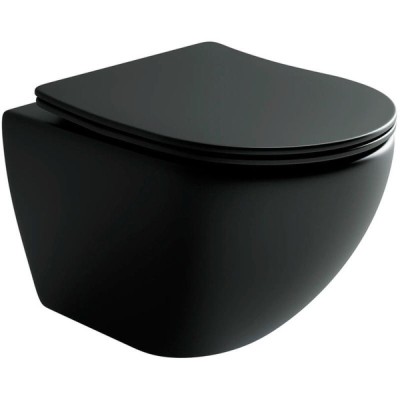 Подвесной безободковый унитаз Ceramicanova Metropol CN4002MB Rimless черный матовый, сиденье микролифт, сантехфарфор