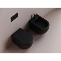 Приставной унитаз Ceramicanova Metropol CN4004MB безободковый, быстросъемная крышка-сиденье микролифт, цвет черный матовый, сантехфарфор