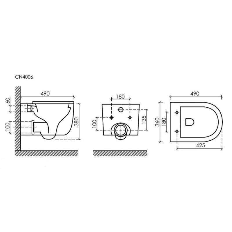 Инсталляция Ceramicanova Balance CN4006_121002MB, с безободковым унитазом Ulma, сиденье микролифт, клавиша Square черная матовая