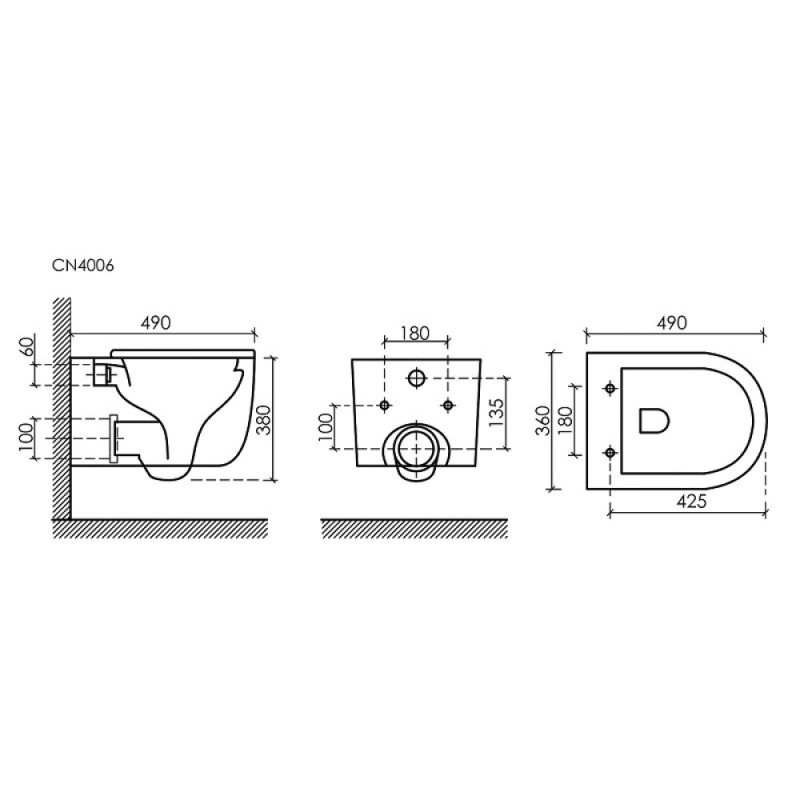 Подвесной унитаз Ceramica Nova Ulma, CN4006, безободковый, крышка-сиденье микролифт, белый, сантехфарфор