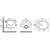 Подвесной унитаз Ceramicanova Ulma, CN4006MB, безободковый, крышка-сиденье микролифт, черный матовый, сантехфарфор