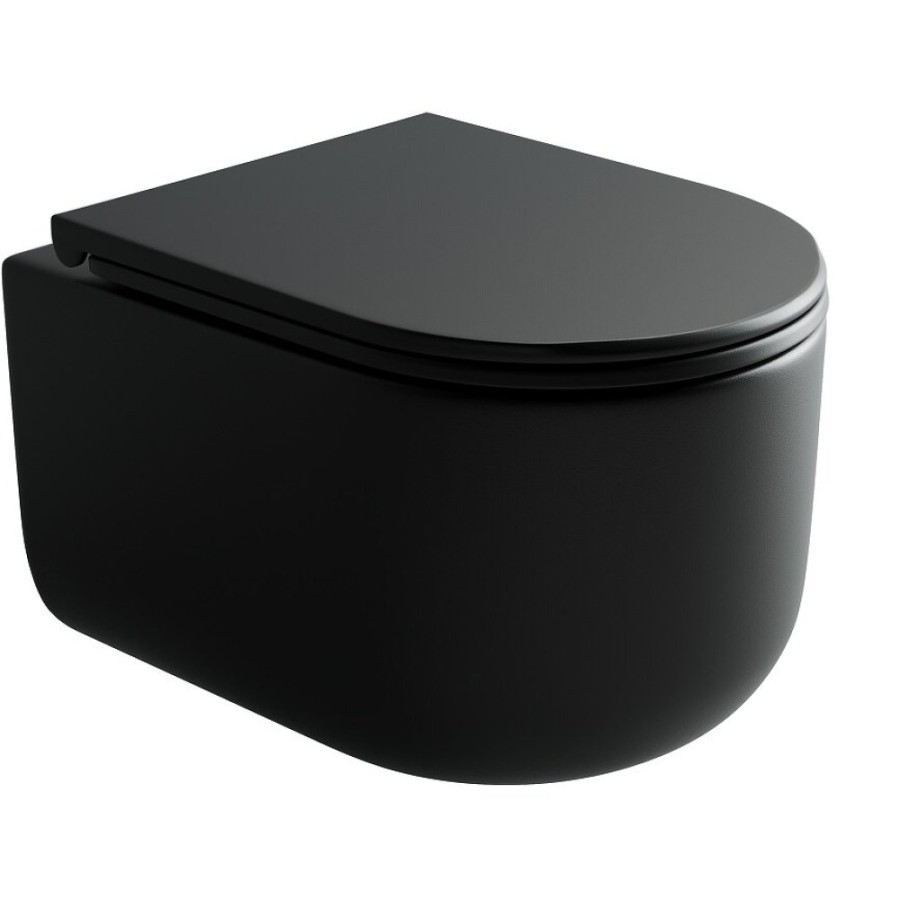 Подвесной унитаз Ceramicanova Ulma, CN4006MB, безободковый, крышка-сиденье микролифт, черный матовый, сантехфарфор