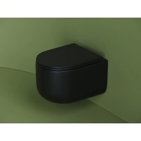 Подвесной унитаз Ceramicanova Ulma, CN4006MB, безободковый, крышка-сиденье микролифт, черный матовый, сантехфарфор