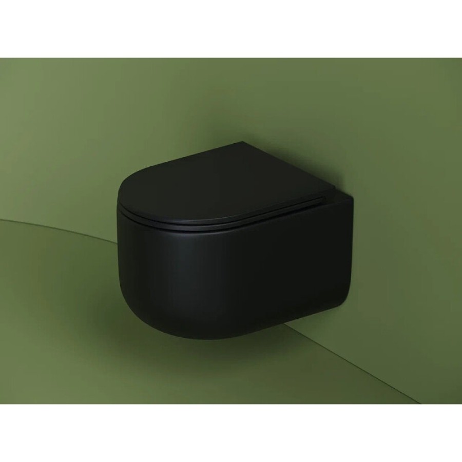 Подвесной унитаз Ceramicanova Ulma, CN4006MB, безободковый, крышка-сиденье микролифт, черный матовый, сантехфарфор