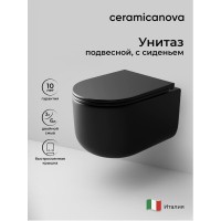 Подвесной унитаз Ceramicanova Ulma, CN4006MB, безободковый, крышка-сиденье микролифт, черный матовый, сантехфарфор