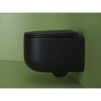 Подвесной унитаз Ceramicanova Ulma, CN4006MB, безободковый, крышка-сиденье микролифт, черный матовый, сантехфарфор
