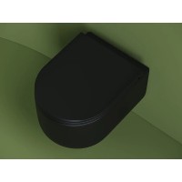 Подвесной унитаз Ceramicanova Ulma, CN4006MB, безободковый, крышка-сиденье микролифт, черный матовый, сантехфарфор