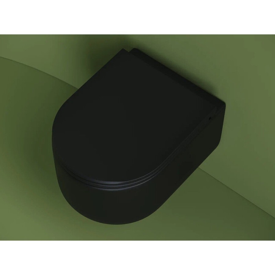 Подвесной унитаз Ceramicanova Ulma, CN4006MB, безободковый, крышка-сиденье микролифт, черный матовый, сантехфарфор