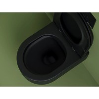 Подвесной унитаз Ceramicanova Ulma, CN4006MB, безободковый, крышка-сиденье микролифт, черный матовый, сантехфарфор