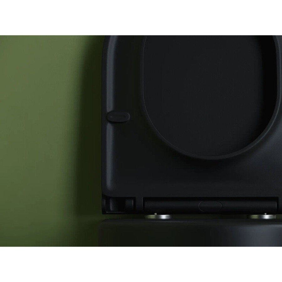Подвесной унитаз Ceramicanova Ulma, CN4006MB, безободковый, крышка-сиденье микролифт, черный матовый, сантехфарфор