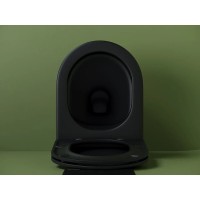 Подвесной унитаз Ceramicanova Ulma, CN4006MB, безободковый, крышка-сиденье микролифт, черный матовый, сантехфарфор