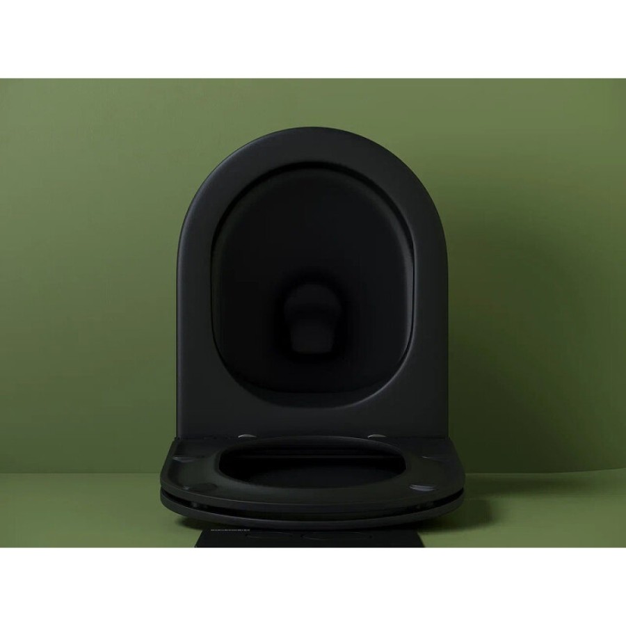 Подвесной унитаз Ceramicanova Ulma, CN4006MB, безободковый, крышка-сиденье микролифт, черный матовый, сантехфарфор