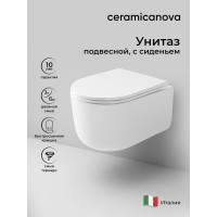 Подвесной унитаз Ceramicanova Ulma, CN4006T, Торнадо, безободковый, крышка-сиденье микролифт, белый, сантехфарфор
