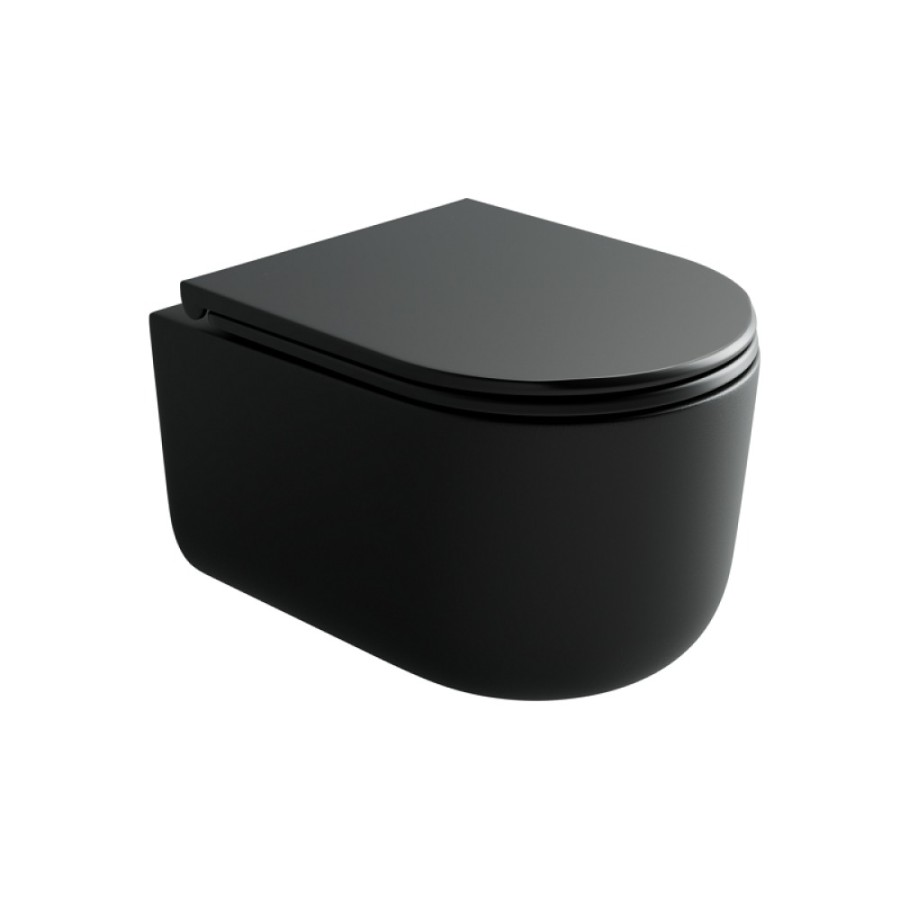 Подвесной унитаз Ceramicanova Ulma, CN4006TMB, Торнадо, безободковый, крышка-сиденье микролифт, черный матовый, сантехфарфор
