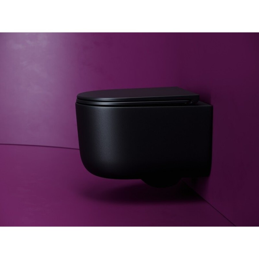 Подвесной унитаз Ceramicanova Ulma, CN4006TMB, Торнадо, безободковый, крышка-сиденье микролифт, черный матовый, сантехфарфор