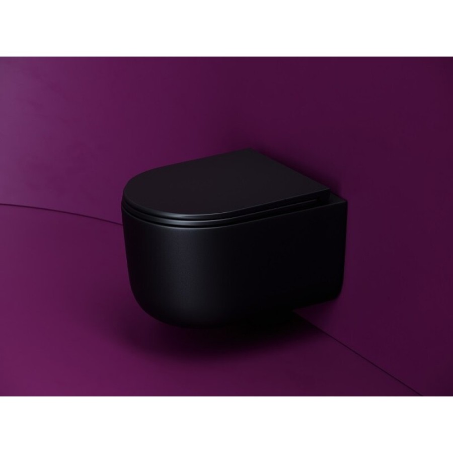 Подвесной унитаз Ceramicanova Ulma, CN4006TMB, Торнадо, безободковый, крышка-сиденье микролифт, черный матовый, сантехфарфор