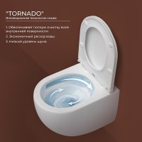 Подвесной унитаз Ceramicanova Up Rimless, CN4007, безободковый, крышка-сиденье микролифт, белый