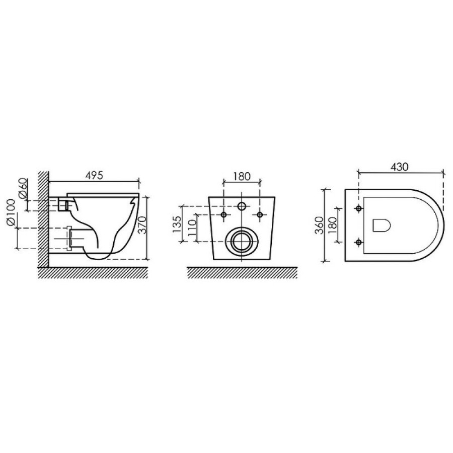 Подвесной унитаз Ceramicanova Up Rimless, CN4007MB, безободковый, крышка-сиденье микролифт, черный матовый, сантехфарфор