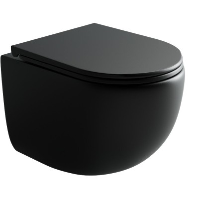 Подвесной унитаз Ceramicanova Up Rimless, CN4007MB, безободковый, крышка-сиденье микролифт, черный матовый, сантехфарфор