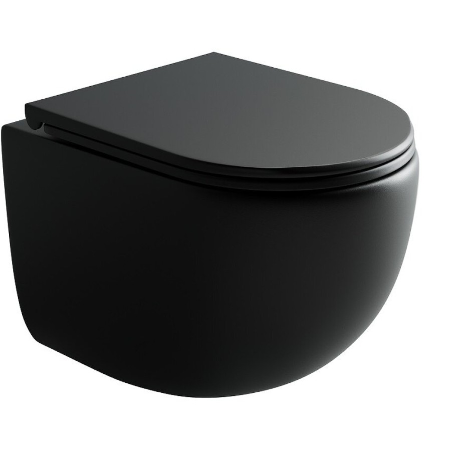 Подвесной унитаз Ceramicanova Up Rimless, CN4007MB, безободковый, крышка-сиденье микролифт, черный матовый, сантехфарфор