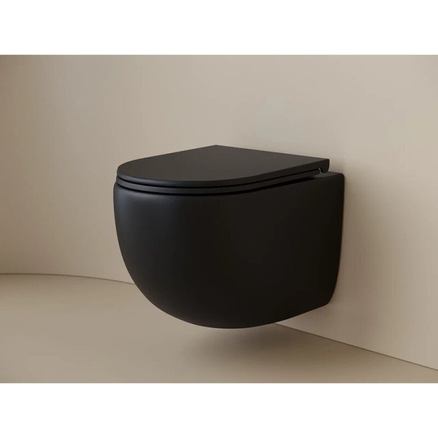 Подвесной унитаз Ceramicanova Up Rimless, CN4007MB, безободковый, крышка-сиденье микролифт, черный матовый, сантехфарфор
