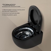 Подвесной унитаз Ceramicanova Up Rimless, CN4007MB, безободковый, крышка-сиденье микролифт, черный матовый, сантехфарфор