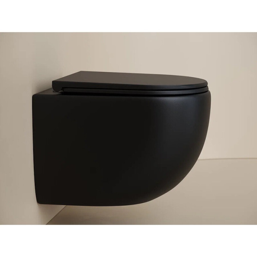 Подвесной унитаз Ceramicanova Up Rimless, CN4007MB, безободковый, крышка-сиденье микролифт, черный матовый, сантехфарфор