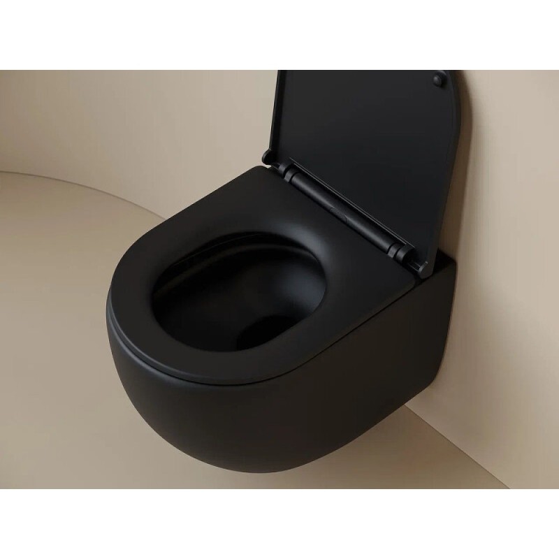 Подвесной унитаз Ceramicanova Up Rimless, CN4007MB, безободковый, крышка-сиденье микролифт, черный матовый, сантехфарфор