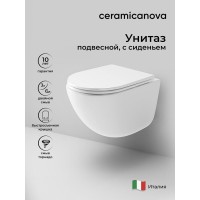 Подвесной унитаз Ceramicanova Vogue, CN4008T, Торнадо, безободковый, крышка-сиденье микролифт, белый