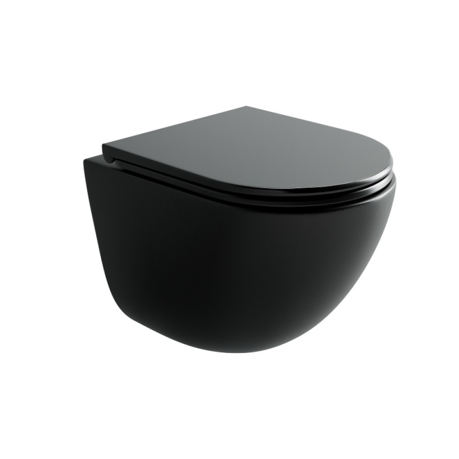 Подвесной унитаз Ceramicanova Vogue, CN4008TMB, Торнадо, безободковый, крышка-сиденье микролифт, черный матовый, сантехфарфор