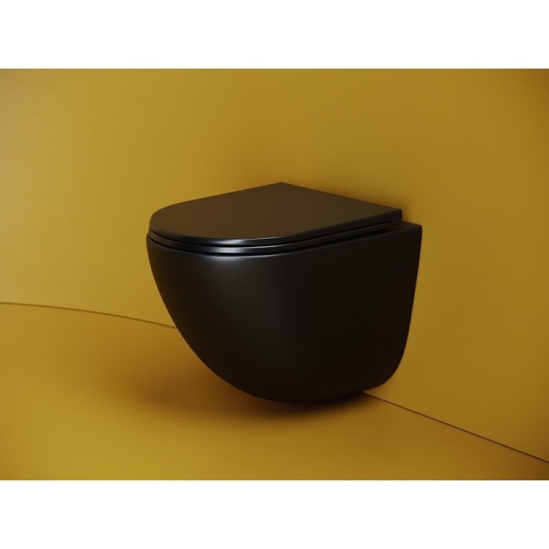 Подвесной унитаз Ceramicanova Vogue, CN4008TMB, Торнадо, безободковый, крышка-сиденье микролифт, черный матовый, сантехфарфор