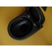 Подвесной унитаз Ceramicanova Vogue, CN4008TMB, Торнадо, безободковый, крышка-сиденье микролифт, черный матовый, сантехфарфор
