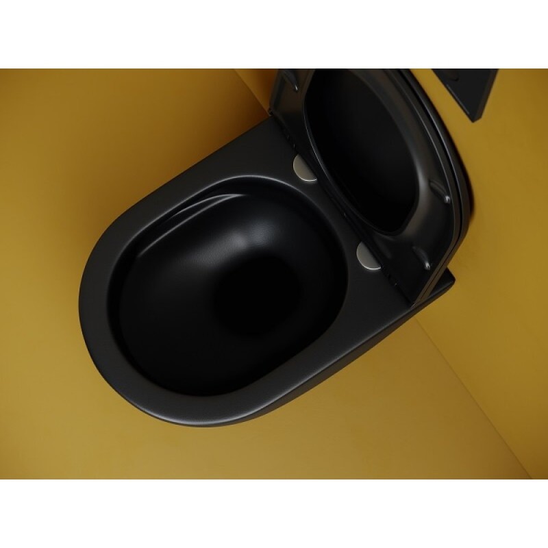 Подвесной унитаз Ceramicanova Vogue, CN4008TMB, Торнадо, безободковый, крышка-сиденье микролифт, черный матовый, сантехфарфор