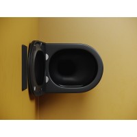 Подвесной унитаз Ceramicanova Vogue, CN4008TMB, Торнадо, безободковый, крышка-сиденье микролифт, черный матовый, сантехфарфор